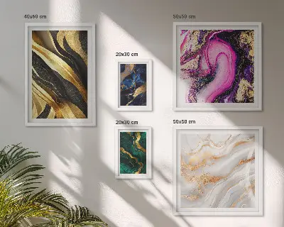 Pared galería de arte con patrones modernos abstractos