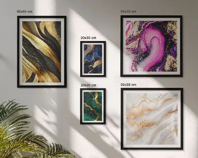 Pared galería de arte con patrones modernos abstractos