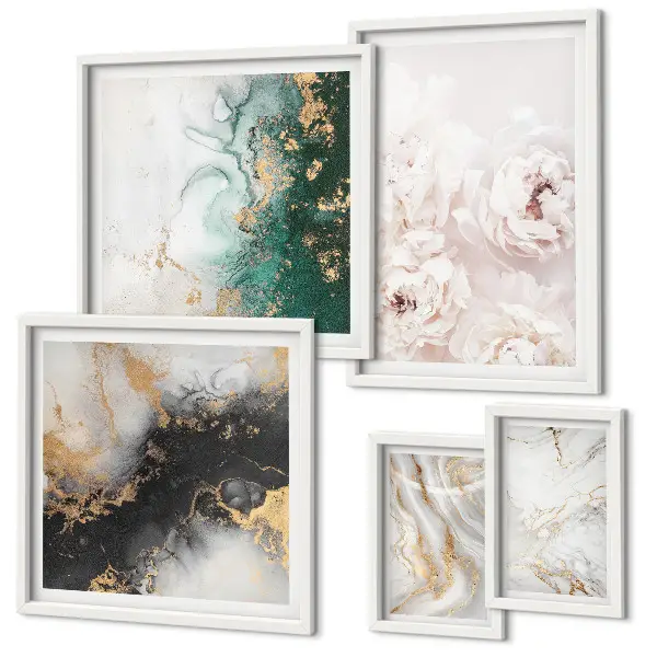 Conjunto de cuadros decorativos estilo abstracto con detalles florales