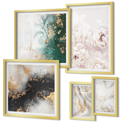 Conjunto de cuadros decorativos Elegancia abstracta con detalles florales
