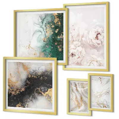 Conjunto de cuadros decorativos estilo abstracto con detalles florales