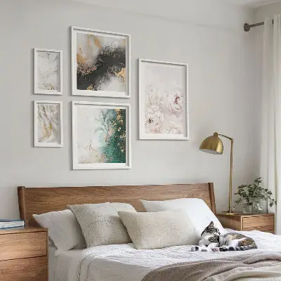 Conjunto de cuadros decorativos estilo abstracto con detalles florales