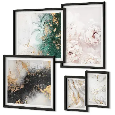 Conjunto de cuadros decorativos estilo abstracto con detalles florales