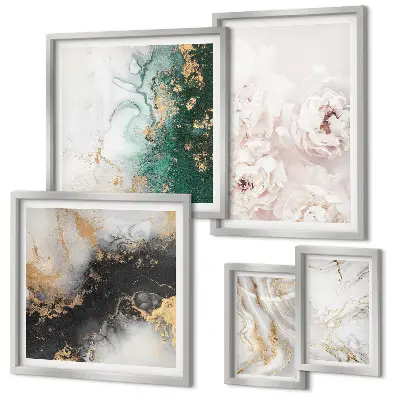 Conjunto de cuadros decorativos estilo abstracto con detalles florales