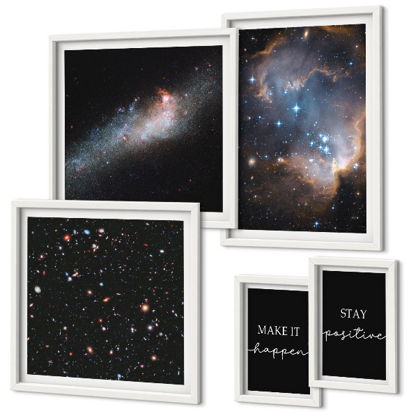 Set de 5 cuadros para salón Inspiraciones cósmicas y motivación