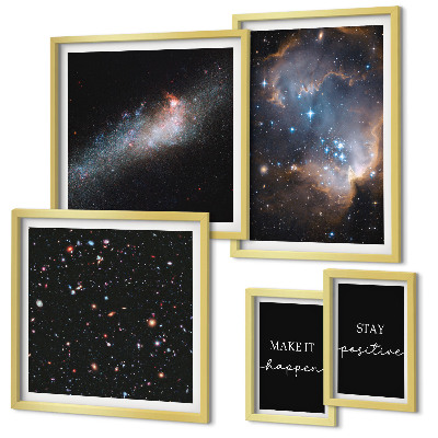 Set de 5 cuadros para salón Inspiraciones cósmicas y motivación