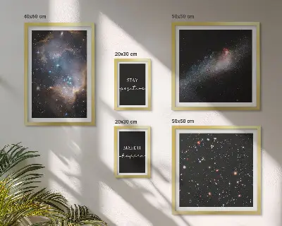 Set de 5 cuadros para salón con diseños de inspiraciones cósmicas y motivación