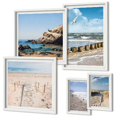 Conjunto de cuadros decorativos con paisajes de playas costeras