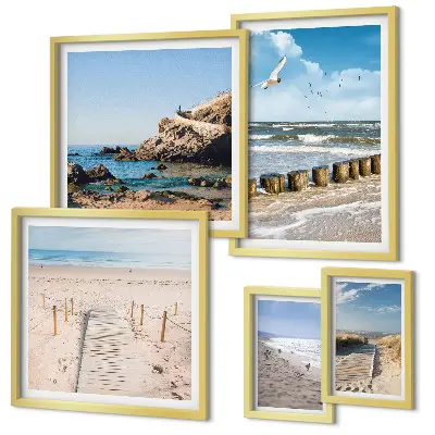 Conjunto de cuadros decorativos con paisajes de playas costeras