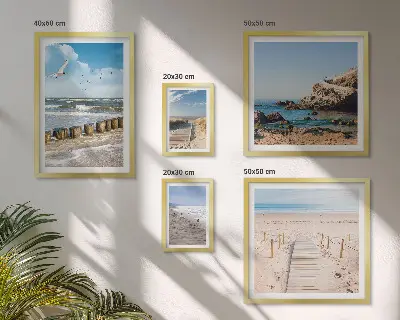 Conjunto de cuadros decorativos con paisajes de playas costeras