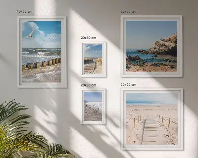Conjunto de cuadros decorativos con paisajes de playas costeras