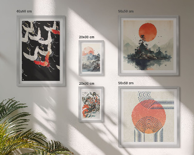 Set de 5 cuadros para salón tradición artística y natural japonesa