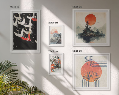 Set de 5 cuadros para salón tradición artística y natural japonesa