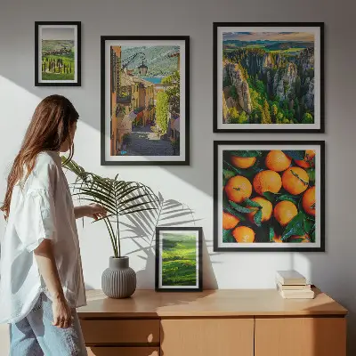 Conjunto de cuadros decorativos de encantadores paisajes rurales