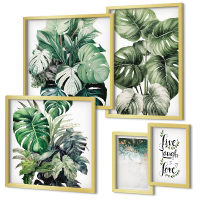 Set de 5 cuadros para salón Citas sobre motivos vegetales y abstracción