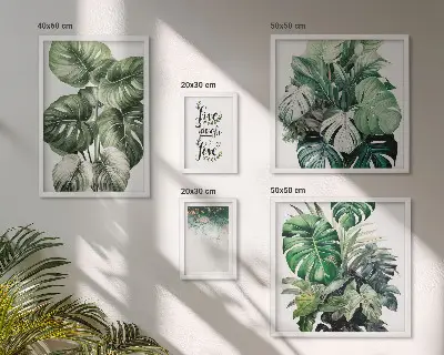 Set de 5 cuadros para salón con citas, motivos vegetales y abstracción