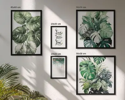 Set de 5 cuadros para salón con citas, motivos vegetales y abstracción