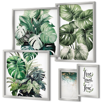 Set de 5 cuadros para salón Citas sobre motivos vegetales y abstracción