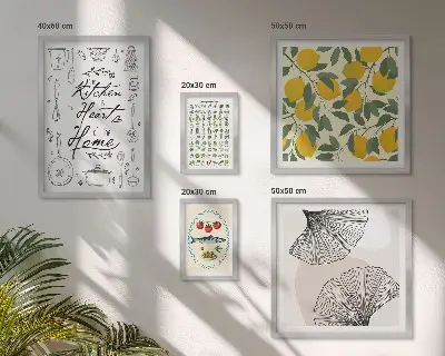 Conjunto de cuadros decorativos con diseño de ideas para cocinas con estilo