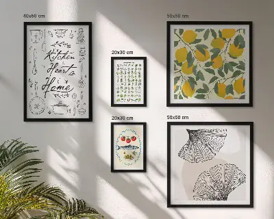 Conjunto de cuadros decorativos con diseño de ideas para cocinas con estilo