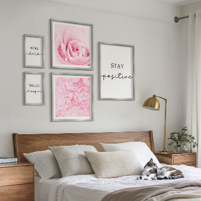 Set de 5 cuadros para salón Frases motivacionales sobre flores