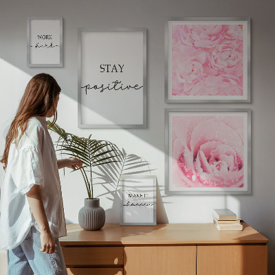 Set de 5 cuadros para salón Frases motivacionales sobre flores
