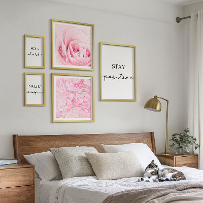 Set de 5 cuadros para salón Frases motivacionales sobre flores