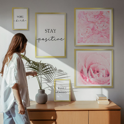 Set de 5 cuadros para salón Frases motivacionales sobre flores