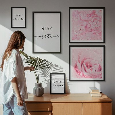 Set de 5 cuadros para salón Frases motivacionales sobre flores
