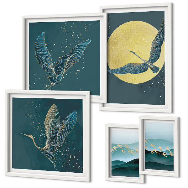 Conjunto de cuadros decorativos Paisajes, aves, cielo nocturno