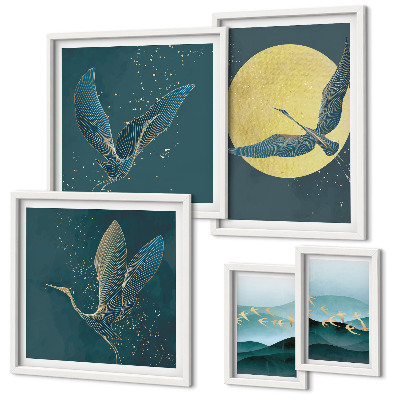Conjunto de cuadros decorativos Paisajes, aves, cielo nocturno