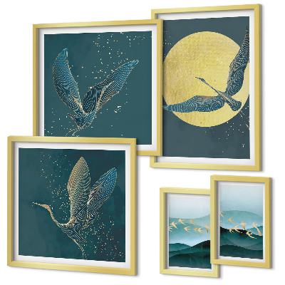 Conjunto de cuadros decorativos Paisajes, aves, cielo nocturno