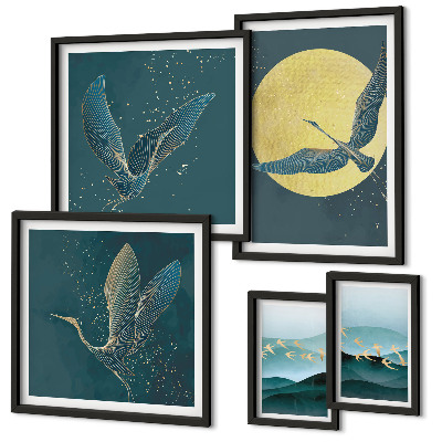 Conjunto de cuadros decorativos Paisajes, aves, cielo nocturno