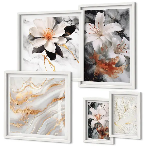 Pared galería de arte diseño de elegancia con fondo de mármol floral