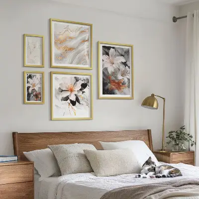 Pared galería de arte diseño de elegancia con fondo de mármol floral
