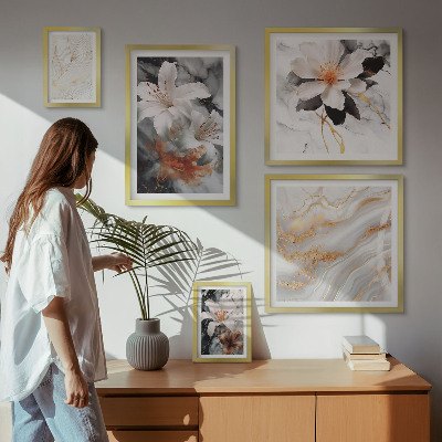Pared galería de arte Elegancia sobre fondo de mármol floral