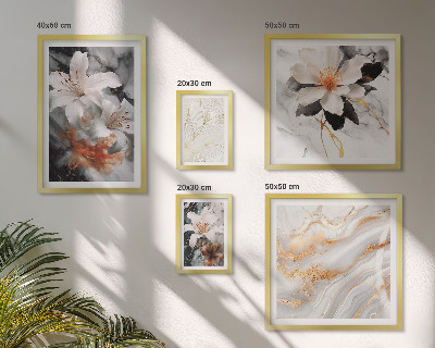 Pared galería de arte Elegancia sobre fondo de mármol floral