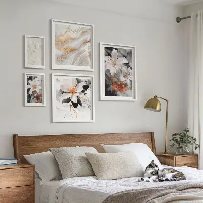 Pared galería de arte diseño de elegancia con fondo de mármol floral