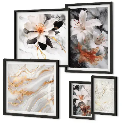 Pared galería de arte diseño de elegancia con fondo de mármol floral