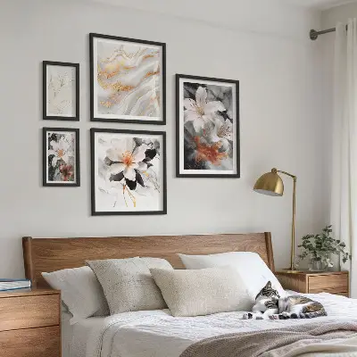 Pared galería de arte diseño de elegancia con fondo de mármol floral