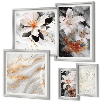 Pared galería de arte diseño de elegancia con fondo de mármol floral