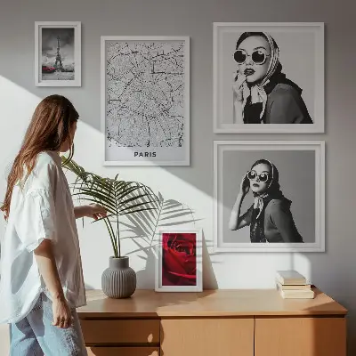 Conjunto de cuadros decorativos con diseño de moda parisina elegante