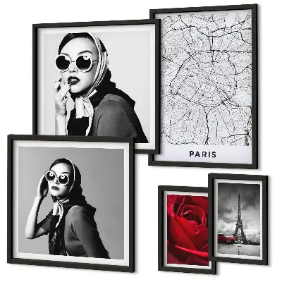 Conjunto de cuadros decorativos con diseño de moda parisina elegante