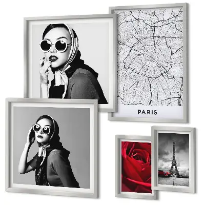 Conjunto de cuadros decorativos con diseño de moda parisina elegante