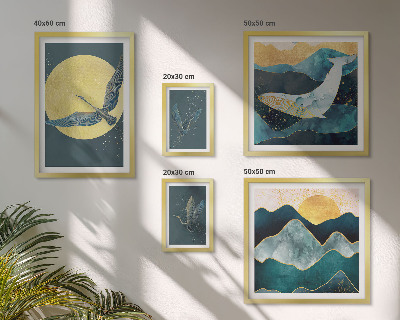 Pared galería de arte Pájaros montañas estilo moderno