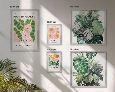 Conjunto de cuadros decorativos con motivos de flores en estilo boho
