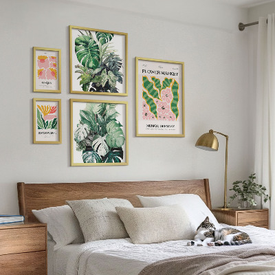 Conjunto de cuadros decorativos Flores con motivos vegetales de estilo boho