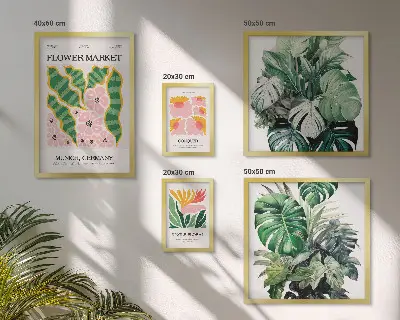 Conjunto de cuadros decorativos con motivos de flores en estilo boho