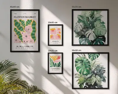 Conjunto de cuadros decorativos con motivos de flores en estilo boho
