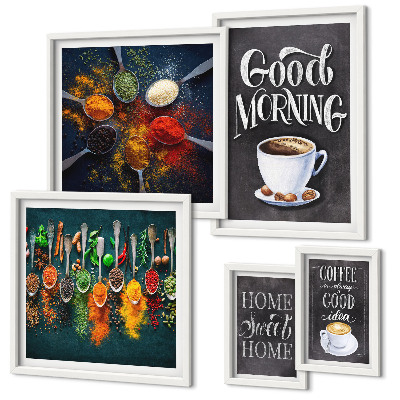 Set de 5 cuadros para salón Ideas de café para amantes del café